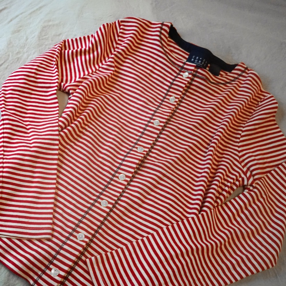Candy Cane Striped Long Sleeve Button-Up Pyjama Tee